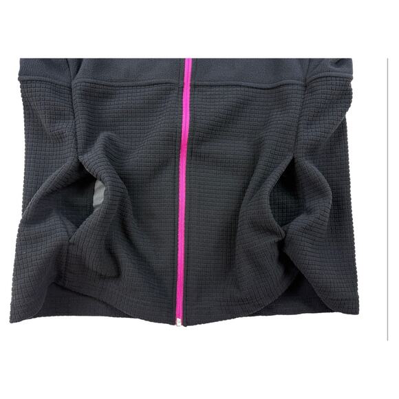 Lands' End Jacket Grid Fleece Full Zip Up Womens XL Black Pink Trim - Picture 5 of 11